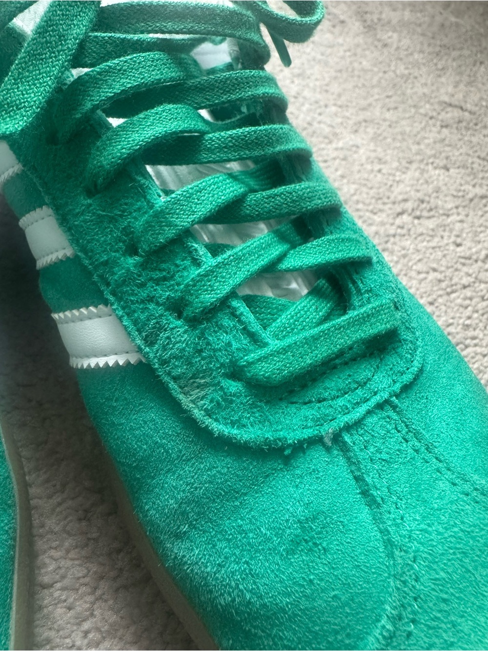 adidas Green Suede Gazelle Sneakers with White Stripes - Picture 4 of 6